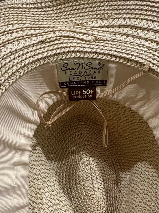 Women’s Straw Sun N Sand Hat UPF 50 - Beige with Braided Band - Picture 4 of 5